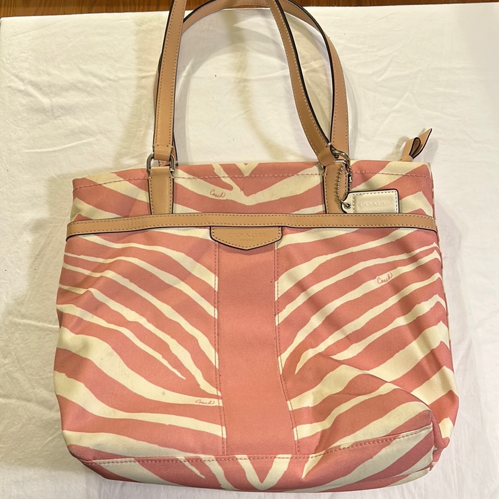 Gently Used Pink Zebra Coach Purse